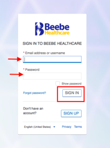 beebe patient portal login